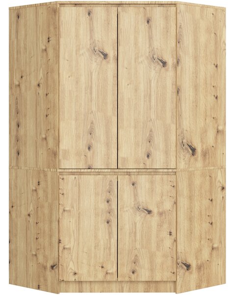 Rohová šatní skříň S100 4D dub artisan