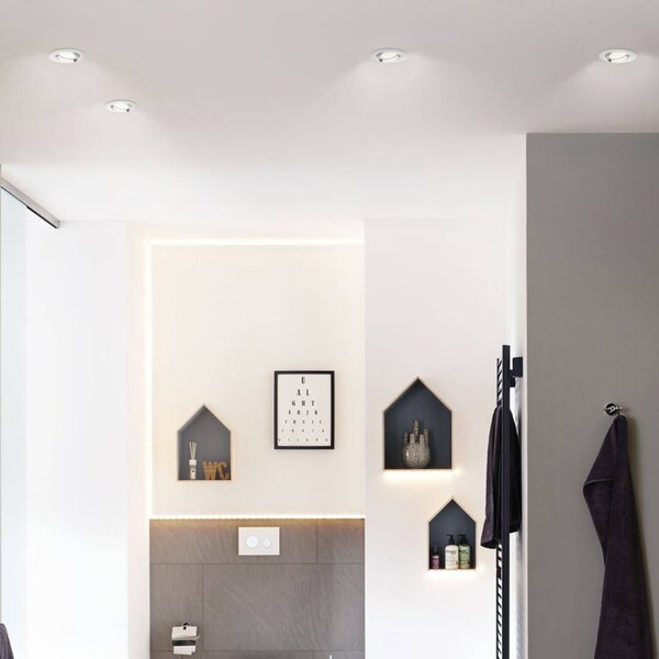 Paulmann Nova LED podhledové bodové svítidlo, stmívatelné, IP65, bílé, stmívatelný, Bílá / opál, Obývací pokoj / jídelna, Hliník, Moderní, Zapuštěné kulaté