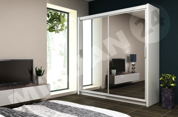 Skříň Bercy 160, Barva: bílá / zrcadlo 5902928024586