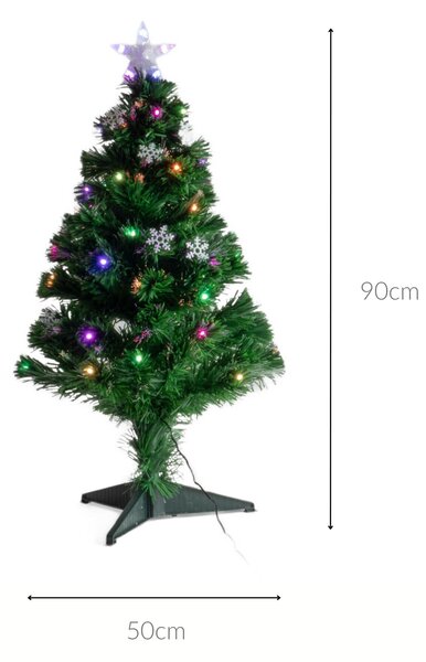 Umělý vánoční stromeček s osvětlením a hvězdou, 90 cm