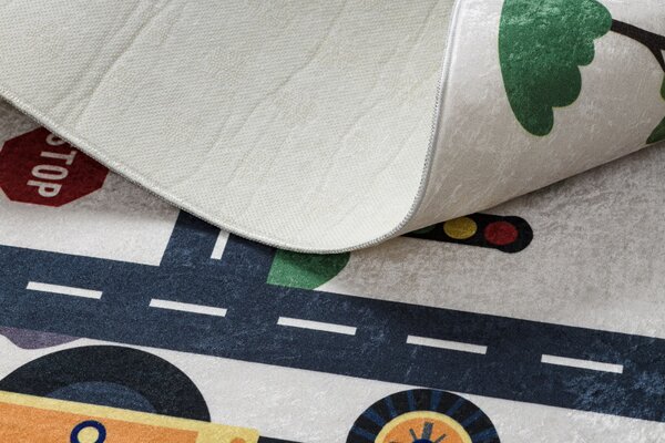 Dywany Łuszczów, Dětský kusový koberec Bambino 2223 Streets cars cream, 160x220, béžová, dětský pokoj