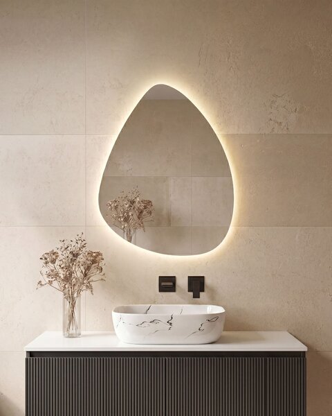 LED koupelnové zrcadlo LUGNY 70 cm 90 cm Stříbrná