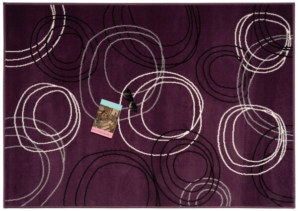 Alfa Carpets, Kusový koberec Circles lila, 120x170, fialová, chodba / předsíň