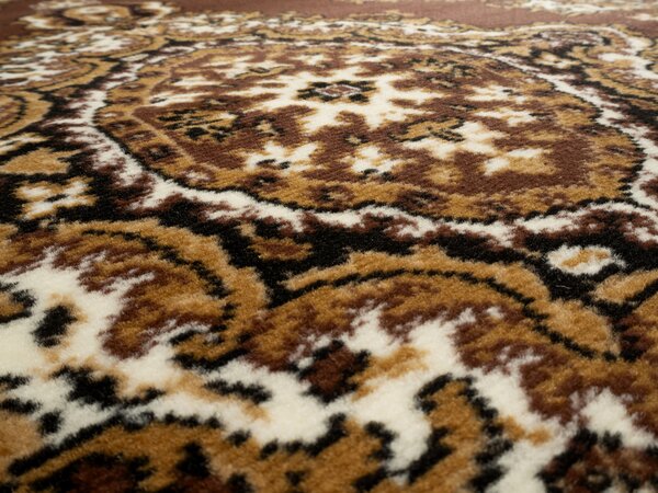 Alfa Carpets, TRHÁK: Kusový koberec TEHERAN T-102 brown kruh, 190x190 (průměr) kruh, hnědá, chodba / předsíň