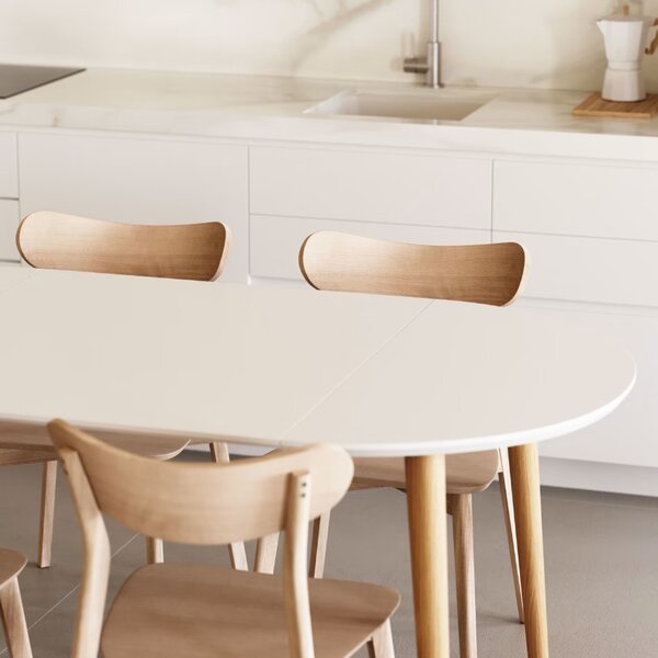Bílý lakovaný rozkládací jídelní stůl Kave Home Oqui 90-170 x 90 cm