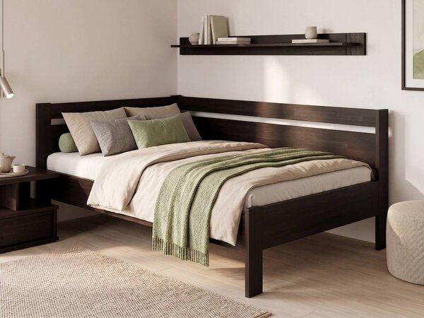 Rohová postel Tina - jednolůžko buk Varianta: Levá, Odstín moření: Wenge, Rozměr: 90x200