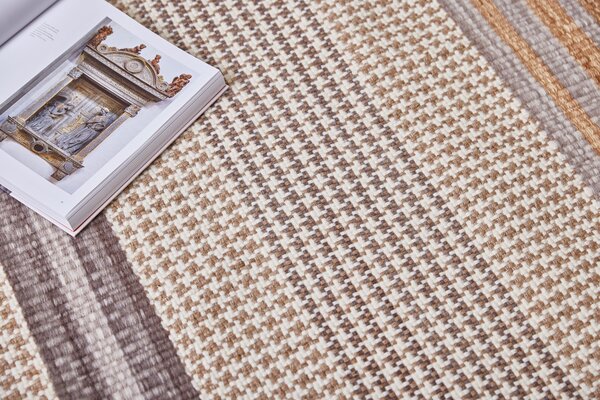 Diamond Carpets India, Ručně vázaný kusový koberec Houndstooth DESP HL89 Beige Mix, 80x150, béžová, hnědá, ložnice