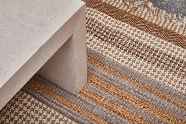 Diamond Carpets India, Ručně vázaný kusový koberec Houndstooth DESP HL89 Beige Mix, 80x150, béžová, hnědá, ložnice