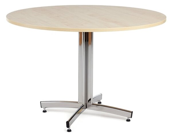 AJ Produkty Kulatý stůl SANNA, Ø1100x720 mm, chrom/bříza