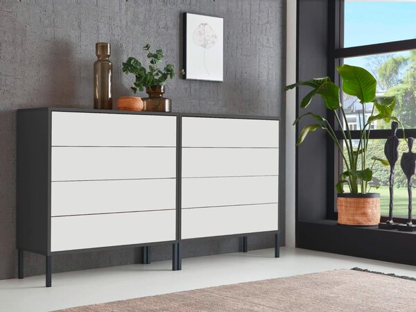 ŠIROKÁ KOMODA, antracitová, bílá, 158/86/33 cm MID.YOU - Komody na nožičkách, Online Only