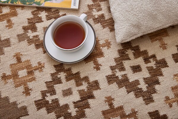 Diamond Carpets India, Ručně vázaný kusový koberec M. Kelim DE 2262 Brown Mix, 80x150, hnědá, chodba / předsíň