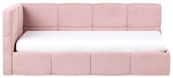 Denní postel Tkanina JACOU 90 x 200 cm s úložným prostorem Levá Růžová