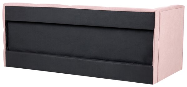 Denní postel Tkanina JACOU 90 x 200 cm s úložným prostorem Levá Růžová