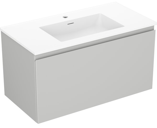 Mexen Orio, koupelnová skříňka 90 cm s umyvadlem Otis, 1 zásuvka, šedá matná/bílá matná, 91A10-09047-1-BF62-W18M01