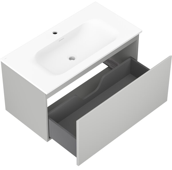 Mexen Orio, koupelnová skříňka 90 cm s umyvadlem Vela, 1 zásuvka, šedá matná/bílá matná, 91A10-09047-1-BF62-W23M01