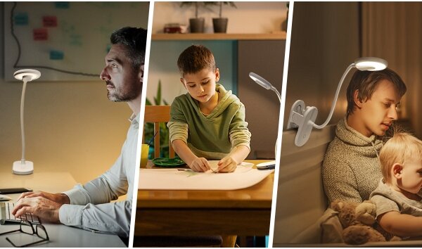 Aigostar-LED Stmívatelná nabíjecí stolní lampa s klipem LED/2,5W/5V 1200mAh bílá