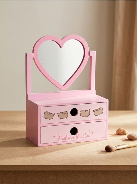 Sinsay - Skříňka se zrcadlem ve tvaru srdce Pusheen - pastelová růžová