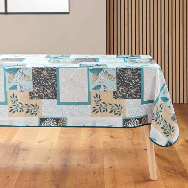 Ubrus s patchwork potiskem listů zelená jedlová průměr 180 cm