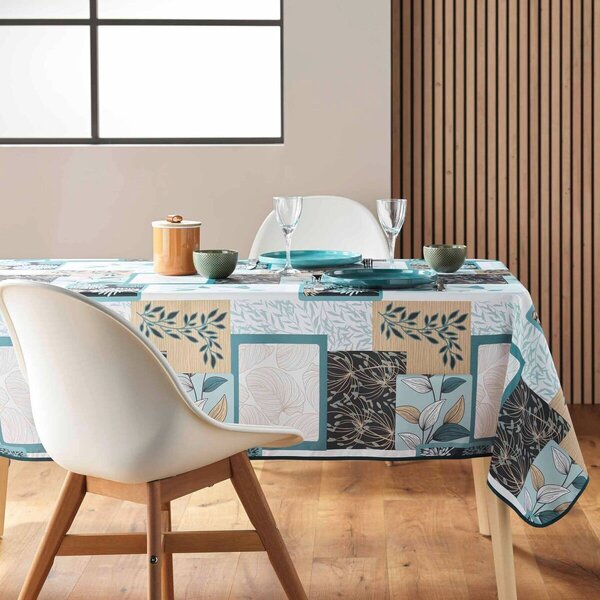 Ubrus s patchwork potiskem listů zelená jedlová průměr 180 cm