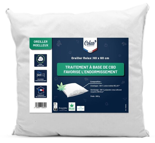 Měkký relaxační polštář Technologie Relax CBD™ bílá 60x60 cm