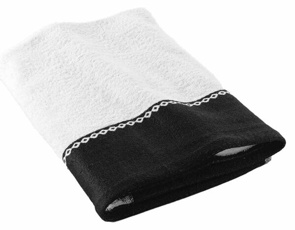 Sada froté s žakárovým pruhem, bavlna 450g/m2 bílá 2xžínka 15x21 cm