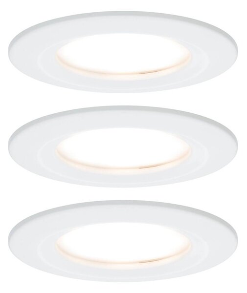 Paulmann LED zapuštěný bod Nova Coin 3 bílý kulatý stmívatelný, stmívatelný, Bílá / opál, Chodba, Hliník, Moderní, Zapuštěné kulaté