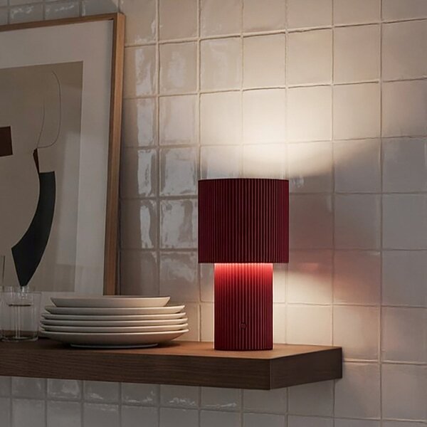 Stolní lampa Herstal, Iluma, stmívatelné, Červená, Obývací pokoj, Hliník, Moderní