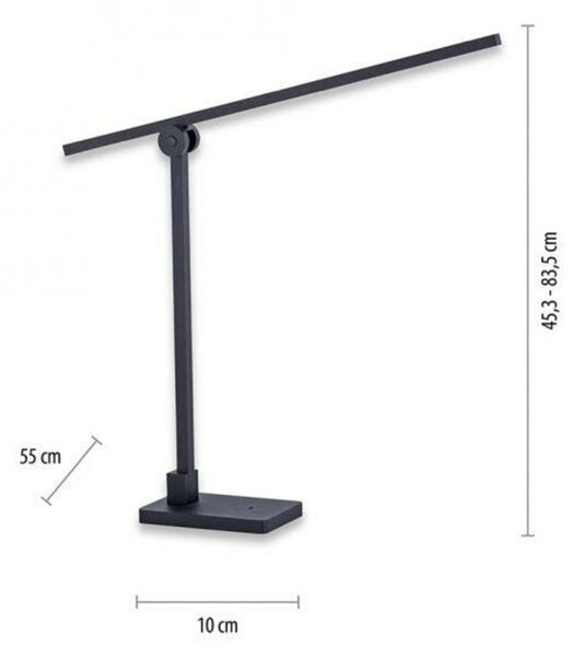 PAUL NEUHAUS PURE GRAFO LED stolní lampa, černá, nastavitelná, stmívatelná 3000K