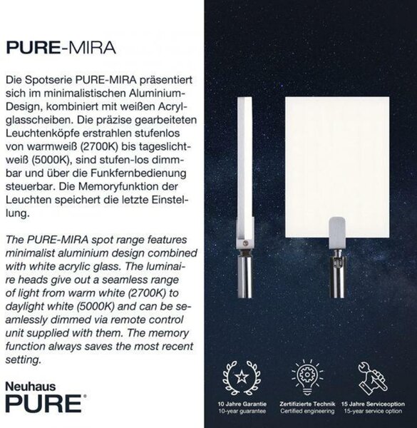 PAUL NEUHAUS PURE MIRA LED stolní lampa stmívatelná 2700-5000K hliník 356-95
