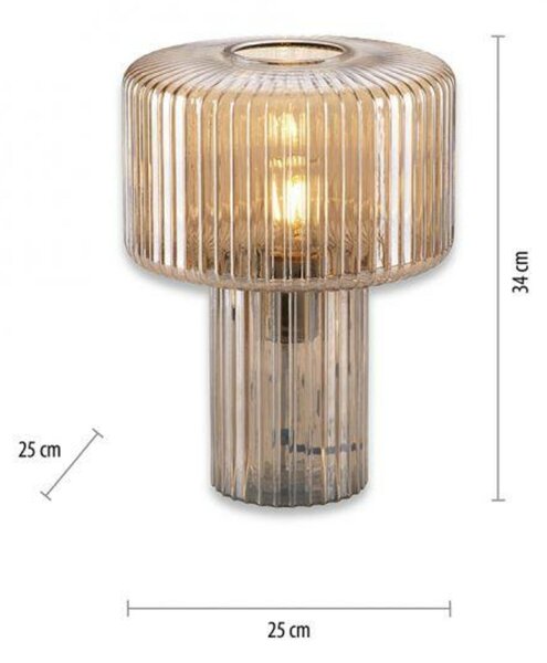 PAUL NEUHAUS stolní lampa jantarová barva, sklo tvaru houby, pr.25cm, vypínač