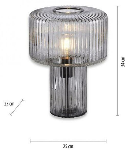 PAUL NEUHAUS stolní lampa, sklo, kouřová černá, designová, E27