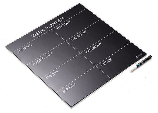 AJ Produkty Skleněná plánovací tabule PEGGY, týdenní, 450x450 mm, černá