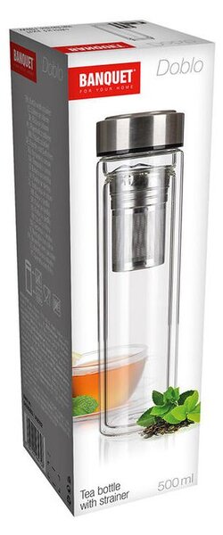 Láhev na čaj dvoustěnná se sítkem DOBLO, 500 ml