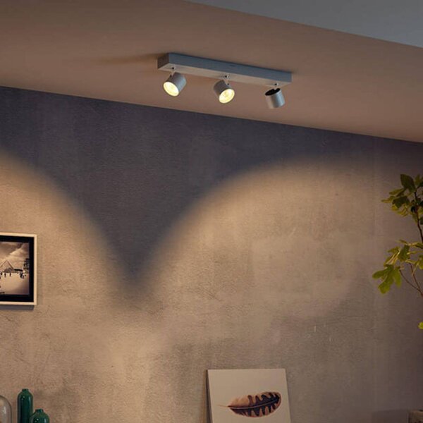 Philips Star LED reflektor bílý 3žár. WarmGlow, stmívatelný, Bílá / opál, Obývací pokoj / jídelna, kov, Moderní