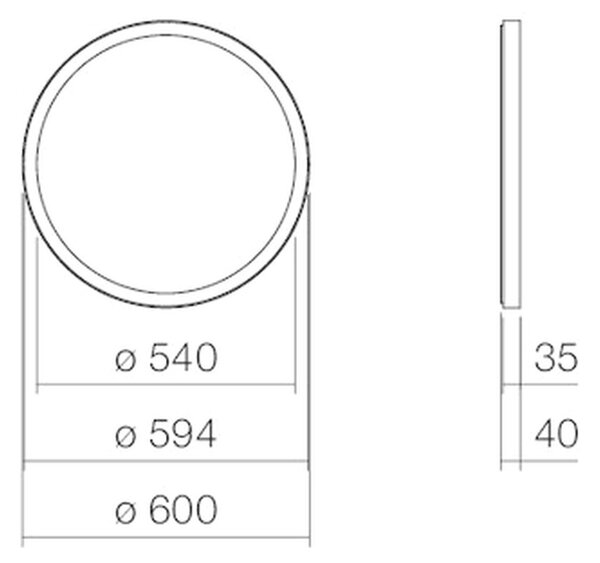 Alape SP.FR600.R1 - Zrcadlo Ø 600 mm s osvětlením, černá matná H4485000YV4501