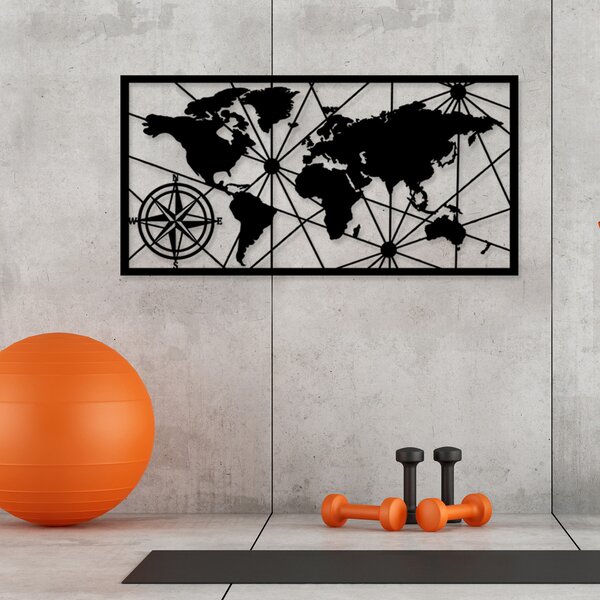 ASIR Nástěnná dekorace kov MAPA SVĚTA 120 x 60 cm
