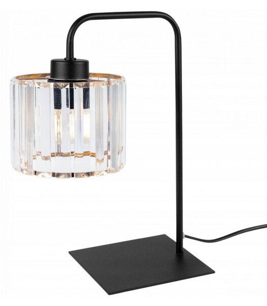 Moderní stolní lampa se skleněným stínidlem a zlatými akcenty