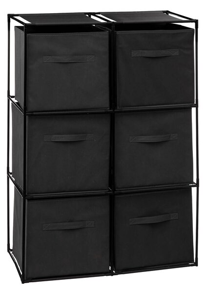 Regál s 6 textilními boxy, výš, 98 cm