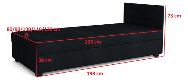 Jednolůžková postel 120x195 XIRA 1 s úložným prostorem - šedá