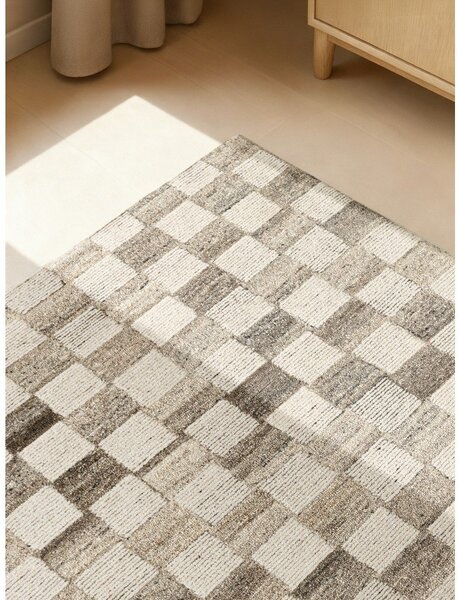 Krémový ručně tkaný vlněný koberec 120x180 cm Boho 1.0 Quadra – Vikosa