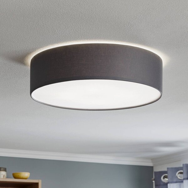 TK Lighting Stropní svítidlo Rondo, šedé, Ø 50 cm, stmívatelný, Hliník / šedá / zinek, Ložnice, Textil / tkanina / hedvábí, Moderní