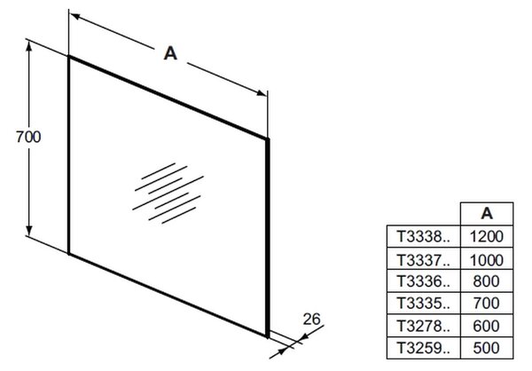 Ideal Standard Mirror & Light - Zrcadlo s ambientním podsvícením 500x700 mm, T3259BH