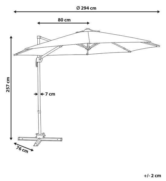 Stojací slunečník 294 cm SAVONA Tmavě šedá