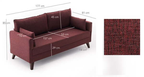 Hanah Home 2-místná pohovka Bella 177 cm bordó