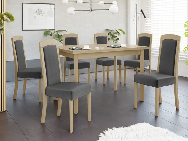 Rozkládací stůl se 6 židlemi - AL26, Barva dřeva: sonoma-L, Potah: Kronos 22 Mirjan24 5903211292897