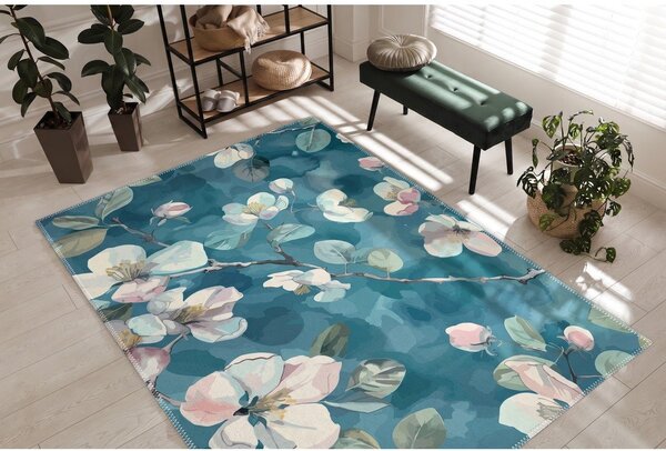 Modrý pratelný koberec 50x80 cm Bloom – Vitaus