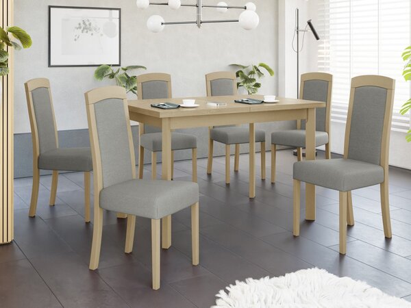 Rozkládací stůl se 6 židlemi - AL26, Barva dřeva: sonoma-L, Potah: Hygge D91 Mirjan24 5903211292873