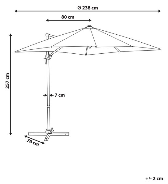 Stojací slunečník 238 cm MONZA Světle béžová