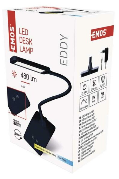 EMOS LED stolní lampa Eddy, černá 1538150200