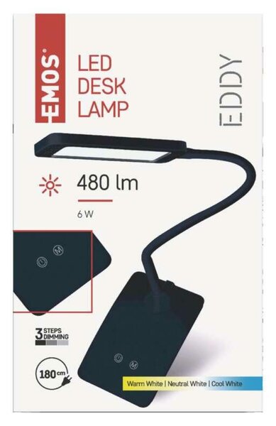 EMOS LED stolní lampa Eddy, černá 1538150200
